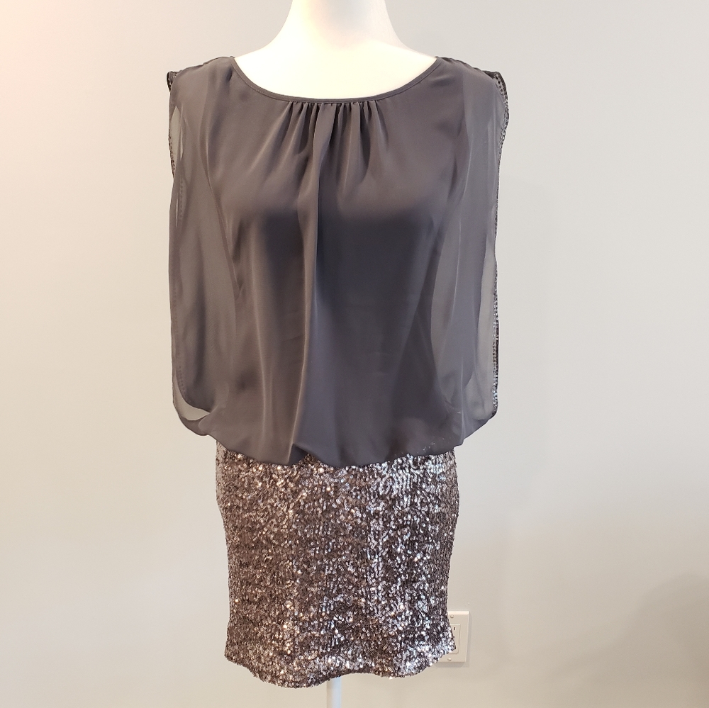 Aqua sequined cocktail dress gray size small